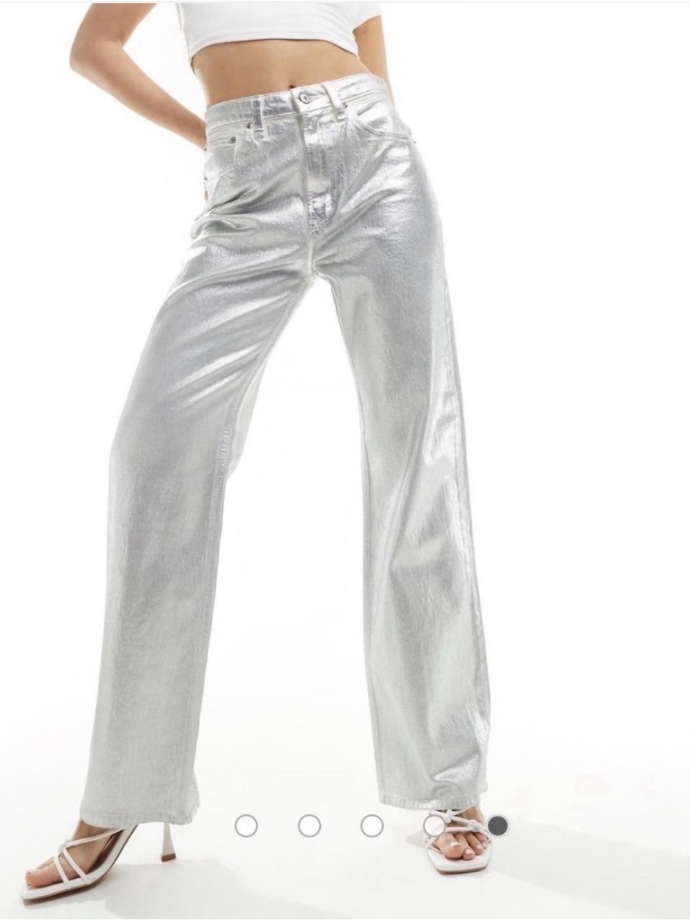 Abercrombie & Fitch Silver Metallic 90’s Relaxed Fit High-Rise Jeans